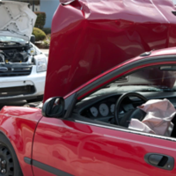 Red car after a Car Accident.