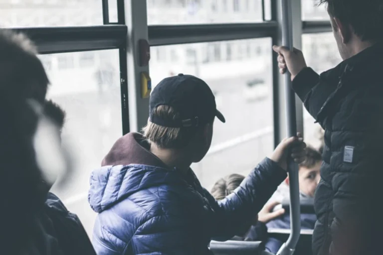 Person riding public transit